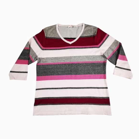 Striped V-Neck Sweater - Picture 6 of 15
